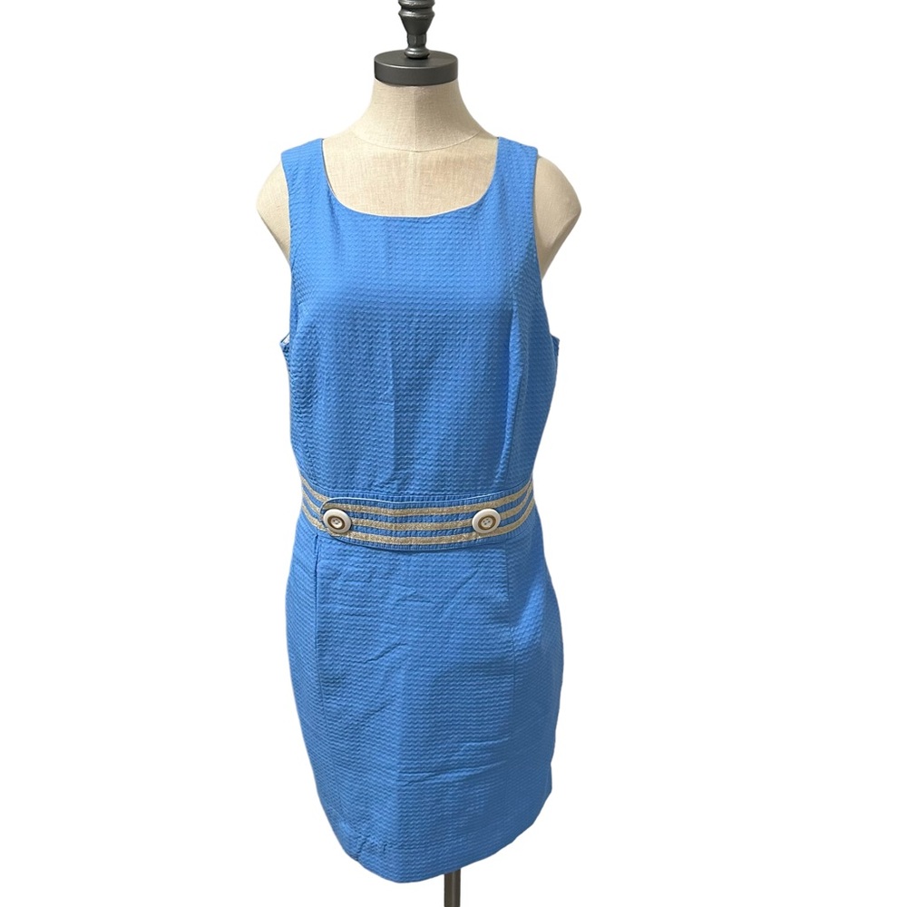 Lilly Pulitzer Blue and Gold Keyhole Back Dress Size 12